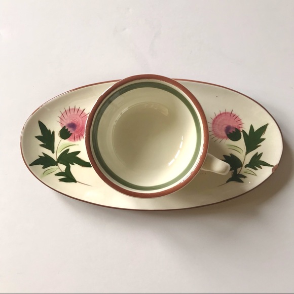 Vintage Stangl Thistle Pottery Cup and Saucer - Picture 3 of 9